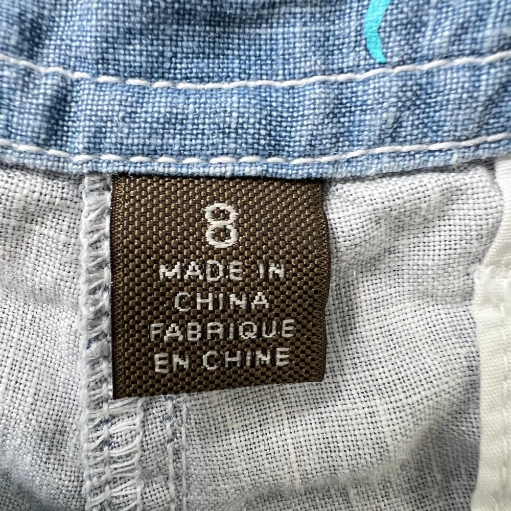 Tommy Bahama Sea Glass Linen Shorts Women's 8 Blue Chambray Bermuda 5 Inch - Picture 4 of 10